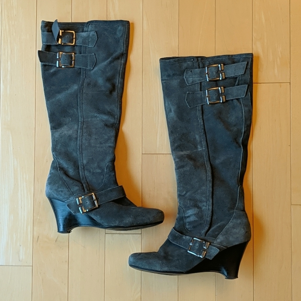 Grey suede boots
